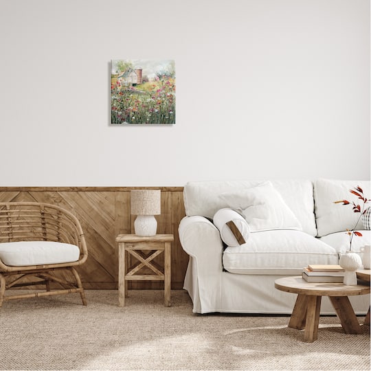Stupell Industries Vibrant Flower Blossoms Rural Barn Canvas Wall Art